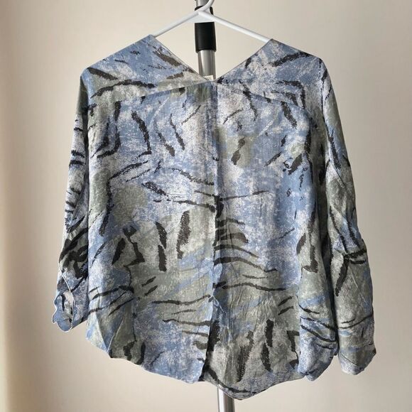 ANIMALE Blue Green Black Animal Print Open Kimono cover Jacket Sz M - Picture 3 of 4